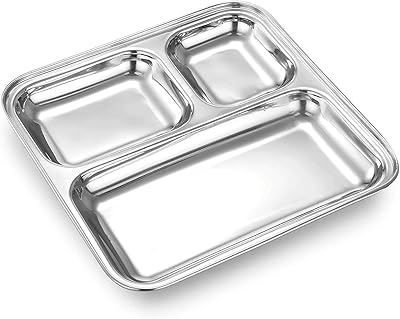 Garden of arts petite assiette carrée robuste en acier inoxydable avec plateaux
