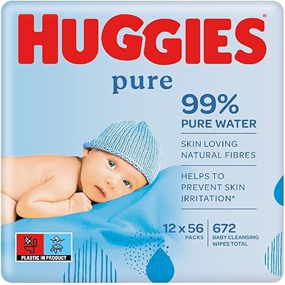 Lingettes pour bébé huggies natural care - 99 % d'eau, peau sensible, aloe