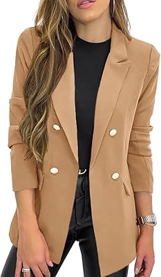 Veste blazer décontractée pour femme à manches longues revers et boutons