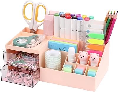 Organisateur de bureau ium cd ik rose, porte-stylo découpé pour l'organisation du bureau