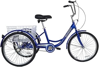 Tricycle adulte avec panier 24 pouces (bleu) 100% assemblé