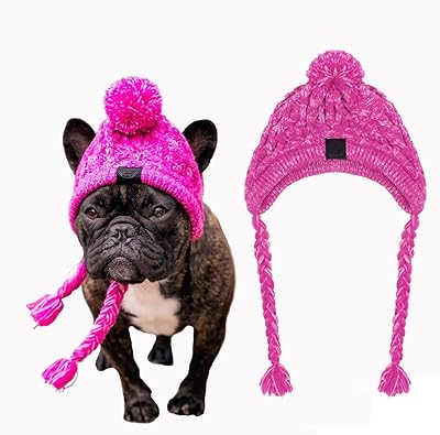 Chapeau d'hiver tricoté chaud pour chiens de petite et moyenne taille avec trous pour les oreilles (rose-m). Diaytar : Le choix malin des consommateurs sénégalais