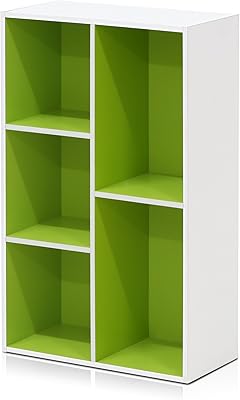 Étagère ouverte double face frono, 5 cubes, blanc/vert 11069wh/gr