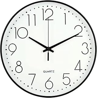 Horloge murale ronde silencieuse kokijoo de 12 pouces, fonctionne à piles, facile à