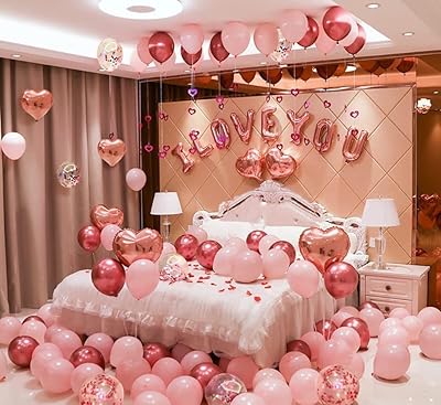 Ensemble de ballons de saint valentin arabest 101 pièces, ballons roses et rouges