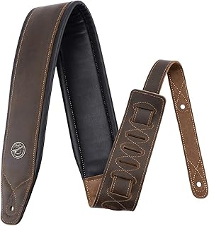 Sangle de guitare en cuir pleine fleur rembourrée renastor de 3 pouces