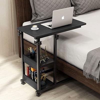 Table d'appoint portable de 80 cm table avec roulettes lit chariot rotatif