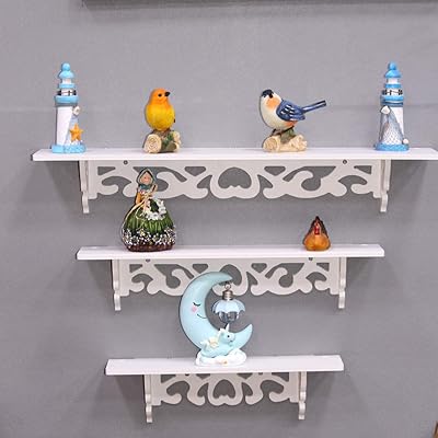 Étagères murales en bois lingwei lot de 3 étagères rangement flottantes couleur blanche