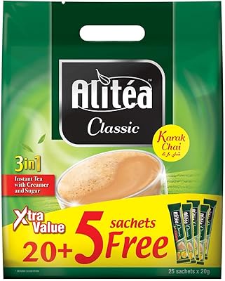 Ensemble de sachets de thé instantané aleteia classic karak, pesant 20 grammes, composé