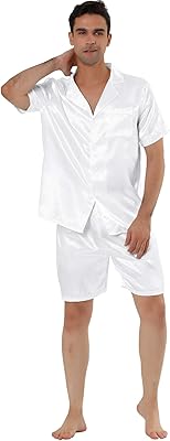 Lars amadeus ensemble pyjama à manches courtes en satin pour hommes vêtements