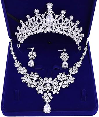 Ensemble de bijoux de mariage en cristal strass, diadème, boucles d'oreilles, collier