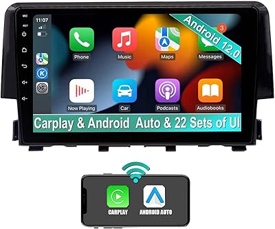 Autoradio android 12.0 pour honda civic 2016-2020, système de navigation gps sans fil
