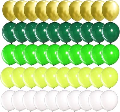 Party time - kit de 50 ballons verts, dorés et blancs de 10