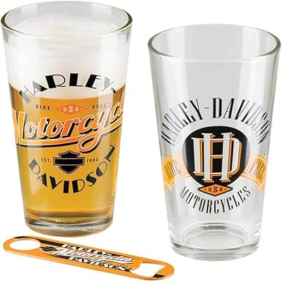 Ensemble de gobelets harley davidson sans pinte avec ouvre-bouteille - ensemble de 2
