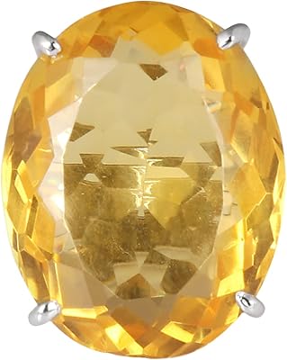 Bague ovale citrine jaune 14,20 grammes, bague avec pierre de naissance de novembre