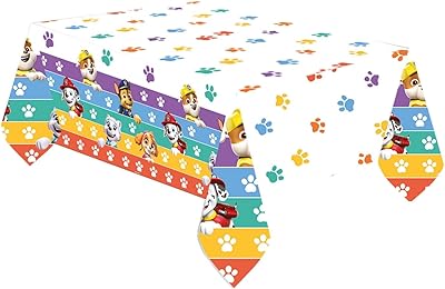 Amscan 9914239 - nappe de table en papier pour fête d'anniversaire arc-en-ciel paw