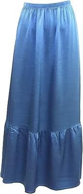 Jupe longue à volants en satin pour femme (modèle : sat-27)