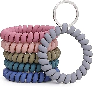 Oshengsi 6 pièces en plastique spirale bracelet de poignet porte-clés de voiture élastique