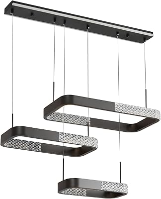 Yatai lustre led moderne noir à intensité variable, design carré en acrylique, plafonnier