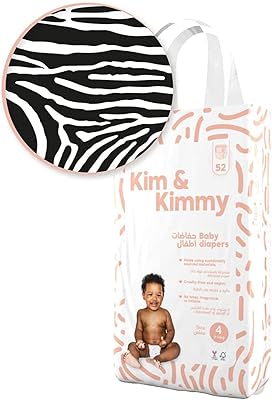 Couches kim & kimmy - taille 4, 9-14 kg, quantité 52 zebra