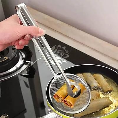 Passoire alimentaire 2 en 1 avec spatule en acier inoxydable, passoire à huile