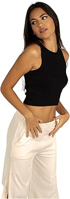 Hauts courts élégants sans manches de couleur unie pour femme en coton respirant