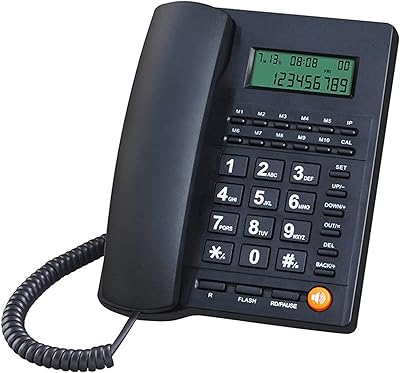 Téléphone de bureau filaire, téléphone domestique filaire de bureau avec haut-parleur pour personnes