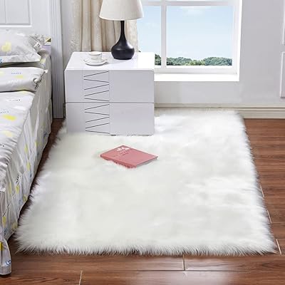 Tapis rectangulaires super doux en velours imitation peau de mouton pour salon, chambre
