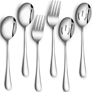 Ensemble de 6 cuillères de service en acier inoxydable, cuillères de service, fourchettes