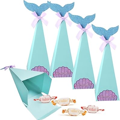 50pcs boîtes de bonbons de mariage boîtes de faveur de sirène boîtes d'emballage