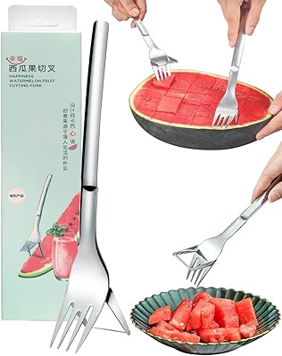Sinboss trancheuse à pastèque 2 en 1 d'été fourchette fruits acier