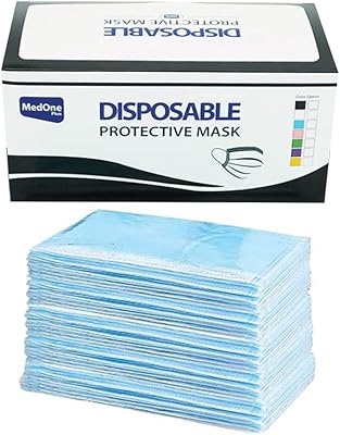 50 masques jetables à 3 épaisseurs emballés individuellement pour adultes pour protéger le visage