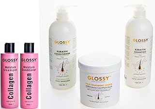Crème de traitement capillaire avec shampooing et après-shampoing kératine 1000 ml ensemble