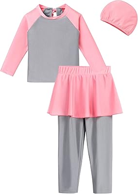 Maillot de bain burkini pour filles au design islamique avec couverture