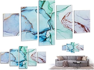 Image sur toile en marbre bleu (5 pièces)