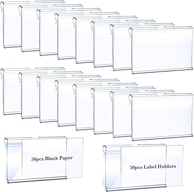 Wawasia 50pcs porte-étiquettes en plastique transparent porte-étiquette de prix détail à