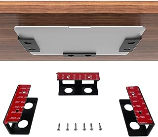 Support sous bureau pour ordinateur portable avec adhésif et vis ef case d'étagère