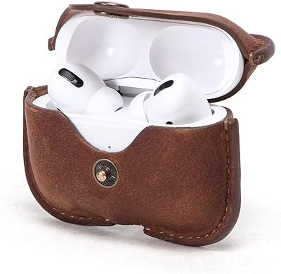 Étui de protection en cuir véritable hiram pour airpods pro, étui de chargement