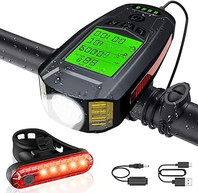 Ensemble d'éclairage de vélo avant et arrière rechargeable par usb, 5 modes d'éclairage