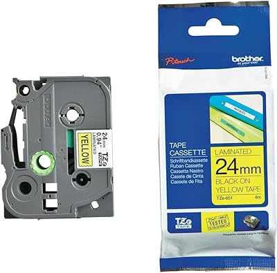 Ruban adhésif brother 24 mm noir jaune tze-651