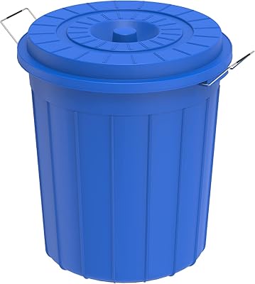 Récipient rond en plastique avec couvercle, capacité 35 litres, couleur bleue de cosmoplast