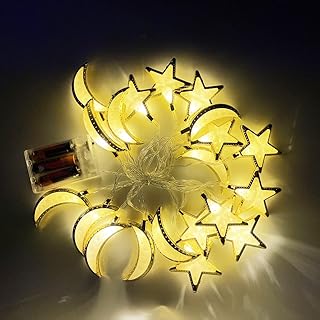 Rideau lumineux monsi ramadan composé de 20 lumières led, 6 lunes et 6