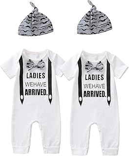 Bébé garçon jumeaux nouveau-né assorti barboteuse body pour femme barboteuse est arrivée