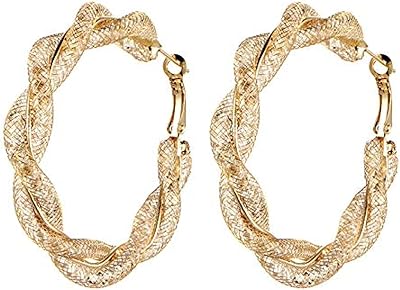 Boucles d'oreilles créoles élégantes plaquées or et cristal pour femmes