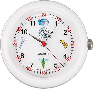 Montre analogique médicale prestige avec stéthoscope avec symboles médicaux, blanc