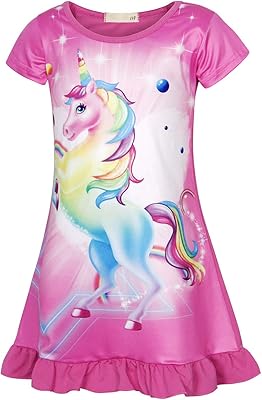 Pyjama licorne et chemise à imprimé étoiles et arc-en-ciel pour filles, pyjama décontracté