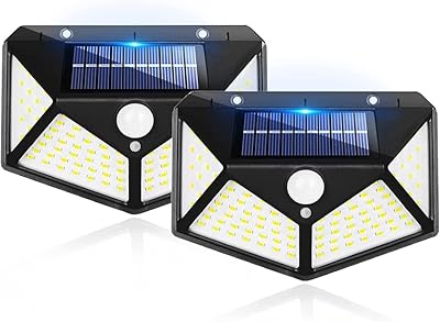 Wishlink lot de 2 appliques murales solaires d'extérieur 100 led avec réflecteur