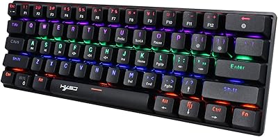 Clavier mécanique filaire hxsj 61 touches avec effet d'éclairage sympa v900 (noir)