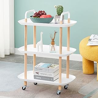 Table basse d'appoint pour canapé, mini chariot mobile avec étagères de rangement multicouches