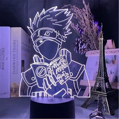 Veilleuse led 3d kakashi, veilleuse réglable avec télécommande à changement de couleur